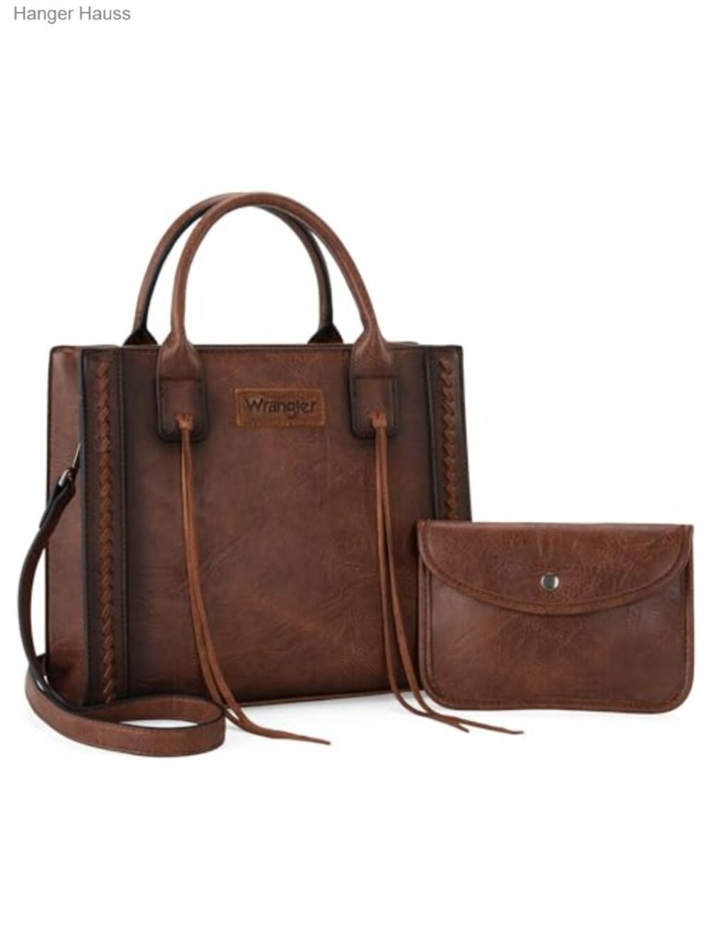 Women's Western Satchel Tote Distressed Vegan Leather Whipstitch Purse Wallet